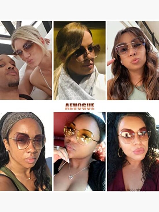 Oversized Rimless Diamond Gradient Sunglasses UV400 main image 4